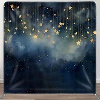 Aperturee Blue Dark Foggy Night Gold Starry Square Backdrop, 6X6FT(1.8X1.8M), 111 USD, DSZDAI025-F, square double-sided backdrops