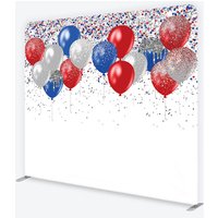 Aperturee Red Blue and Silver Glitter Balloons Backdrop, Professional Birthday Studio Background with High-Resolution Detail