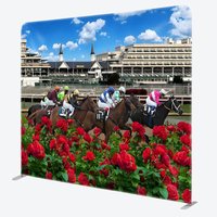 Aperturee Horse Racing Tension Fabric Backdrop, Jockey Red Roses Decor, Realistic Sports Event Background for Studio Photography