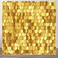 Aperturee Mirror Gold Sequins Party Square Tension Backdrop, 6X6FT(1.8X1.8M), 111 USD, DSZH0F638-F, square double-sided backdrops