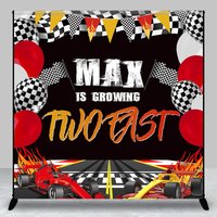 Aperturee Growing Two Fast Racer Game Custom Birthday Backdrop, 3X3FT(1X1M), 15 USD, custom birthday backdrops, DZAMZ1000-O