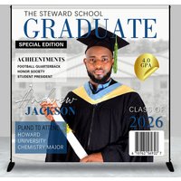 Aperturee Magazine Custom Name Photo Congrats Grad Backdrop, 3X3FT(1X1M), 15 USD, custom graduation backdrops, DZJW5Q21-O