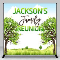 Aperturee Boho Green Tree Hill Custom Family Reunion Backdrop, 3X3FT(1X1M), 15 USD, custom family reunion backdrops, DZLH0D972-O