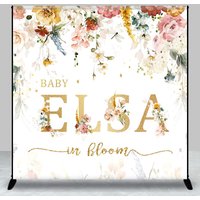 Aperturee Personalized Baby in Bloom Custom Baby Shower Backdrop, Floral Photography Background, Elegant Studio Prop