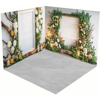 Aperturee White Wall Greenery Floral Frame Room Set Backdrop | Wall Background Photoshoot | Photo Booth Background | Diy Photography Backdrop
