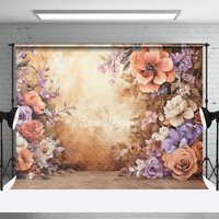 Aperturee Boho Autumn Floral Retro Wall Photography Backdrop, 3X2FT(1MX0.6M), 14 USD, floral backdrops, ENHD3L85-M