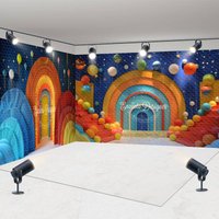 Aperturee Bright Colorful Arch Balloons Room Set Backdrop | Birthday Party Decorations | Simple Backdrop For Birthday | Birthday Curtain Backdrop