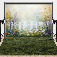 Aperturee Grassland Floor Fence Floral Spring Combo Set Backdrop, 7 x 5 ft / 7 x 5 ft, 97.4 USD, combo set backdrops, ENHD6J49-D, CYHD1I12-D