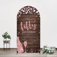 Aperturee Rose Gold Glitter Fifty Fabulous Wood Arch Backdrop, 1.6 x 4 ft (0.5 x 1.2 m), 98.18 USD, arch backdrop kit, GAH0A597-AJ