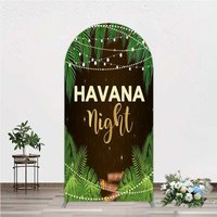 Aperturee Havana Night Arch Backdrop Tropical Palm Leaves and String Lights Background, Professional Studio Arch Photo Prop