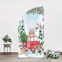 Aperturee Arch Backdrop Christmas Red Truck Winter Snow Cover Studio Photography Prop
