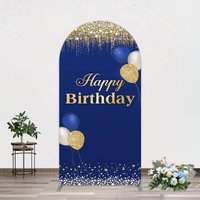 Aperturee Navy Blue Glitter Balloon Birthday Arch Backdrop, 1.6 x 4 ft (0.5 x 1.2 m), 98.18 USD, arch backdrop kit, GAH0A844-AJ