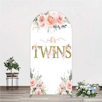 Aperturee Floral It's Twins Arch Backdrop with Pink Roses, Professional Baby Shower Photography Studio Background