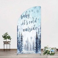 Aperturee Winter Snowflake Cold Outside Baby Shower Half Moon Arch Backdrop, 1.6x4ft (50x120cm), 98.18 USD, arch backdrop kit, GAH0B353YL-AJ