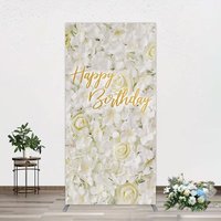 Aperturee White Floral Happy Birthday Sweety Rectangle Backdrop, 1.6 x 4 ft (0.5 x 1.2 m), 98.18 USD, arch backdrop kit, GAH0B427CF-AJ