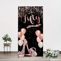 Aperturee Glitter Balloon High Heel Birthday Rectangle Backdrop, 1.6 x 4 ft (0.5 x 1.2 m), 98.18 USD, arch backdrop kit, GAH0B449CF-AJ