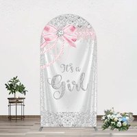 Aperturee Silver Glitter Pink Bow Its A Girl Arch Backdrop, 1.6 x 4 ft (0.5 x 1.2 m), 98.18 USD, arch backdrop kit, GAH0B461-AJ
