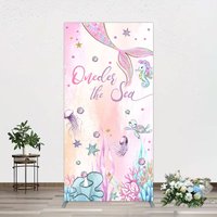 Aperturee Mermaid Oneder The Sea Birthday Cartoon Rectangle Backdrop, 1.6 x 4 ft (0.5 x 1.2 m), 98.18 USD, arch backdrop kit, GAH0B715CF-AJ