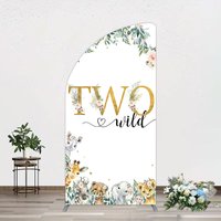 Aperturee Two Wild Animals Boy Birthday Half Moon Arch Backdrop, 1.6 x 4 ft (0.5 x 1.2 m), 98.18 USD, arch backdrop kit, GAH0B833YL-AJ