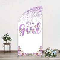 Aperturee Floral Lavender Sweet Girl Baby Shower Half Moon Arch Backdrop, 1.6 x 4 ft (0.5 x 1.2 m), 98.18 USD, arch backdrop kit, GAH0B913YL-AJ
