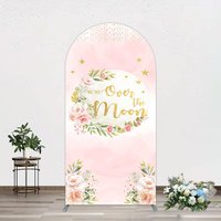 Aperturee Floral Over The Moon Pink Baby Shower Arch Backdrop, 1.6 x 4 ft (0.5 x 1.2 m), 98.18 USD, arch backdrop kit, GAH0B972-AJ