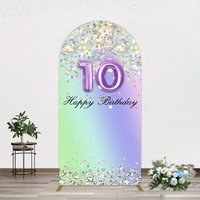 Aperturee Glitter Rainbow 10th Happy Birthday Arch Backdrop, 1.6 x 4 ft (0.5 x 1.2 m), 98.18 USD, arch backdrop kit, GAH0C312-AJ