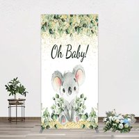 Aperturee Boho Green Glitter Koala Baby Shower Rectangle Backdrop, 1.6 x 4 ft (0.5 x 1.2 m), 98.18 USD, arch backdrop kit, GAH0C498CF-AJ