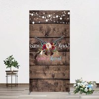 Aperturee Rose Guns Wooden Gender Reveal Rectangle Backdrop, 1.6 x 4 ft (0.5 x 1.2 m), 98.18 USD, arch backdrop kit, GAH0D261CF-AJ