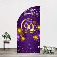 Aperturee Purple Gold Balloon Lights Birthday Half Moon Arch Backdrop, 1.6 x 4 ft (0.5 x 1.2 m), 98.18 USD, arch backdrop kit, GAH0D820YL-AJ
