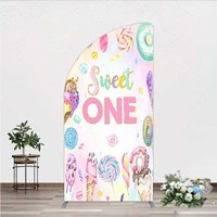 Aperturee Sweet One First Birthday Half Moon Arch Backdrop, Ice Cream and Candy Land Party, Girls Donut and Lollipop Photo Prop Decor, 1.6x4ft (50x1