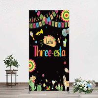 Aperturee Lets Three-Esta Mexican Taco Birthday Rectangle Backdrop, 1.6x4ft (50x120cm), 98.18 USD, arch backdrop kit, GAH0F415CF-AJ