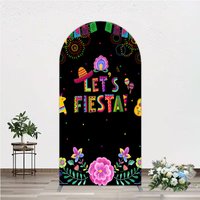 Aperturee Lets Fiesta Mexican Theme Holiday Arch Backdrop, Professional Festive Studio Background