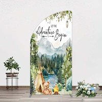 Aperturee Camping Adventure Begin Bear Baby Shower Half Moon Arch Backdrop, 1.6x4ft (50x120cm), 98.18 USD, arch backdrop kit, GAH0G287YL-AJ
