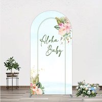 Aperturee Aloha Baby Shower Arch Backdrop, Tropical Hawaiian Floral and Palm Leaves, Luau Themed Party Photo Booth Decor, 1.6x4ft (50x120cm)
