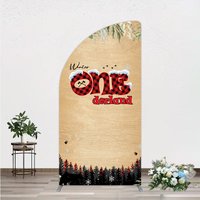 Aperturee Winter Onederland Arch Backdrop Rustic Wood Bear Plaid 1st Birthday Prop Professional Background