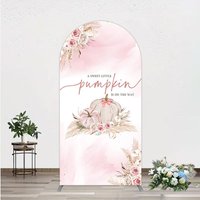 Aperturee A Little Pumpkin is on the Way Arch Backdrop, Boho Pink Floral Baby Shower, Fall Pampas Grass Party Decor, 1.6x4ft (50x120cm)