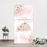Aperturee A Little Pumpkin is on the Way Rectangle Backdrop, Boho Pink Floral Baby Shower, Fall Pampas Grass Party Decor, 1.6x4ft (50x120cm)