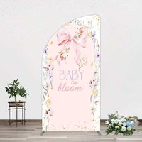 Aperturee Floral Bow Baby In Bloom Gender Reveal Half Moon Arch Backdrop, 1.6 x 4 ft (0.5 x 1.2 m), 98.18 USD, arch backdrop kit, GAHF589AYL-AJ