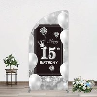 Aperturee Bokeh Sweet 15th Birthday Balloons Half Moon Arch Backdrop, 1.6 x 4 ft (0.5 x 1.2 m), 98.18 USD, arch backdrop kit, GAMZ0072YL-AJ