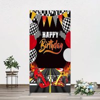 Aperturee Race Game Balloon Flags Fast Birthday Rectangle Backdrop, 1.6 x 4 ft (0.5 x 1.2 m), 98.18 USD, arch backdrop kit, GAMZ1000CF-AJ