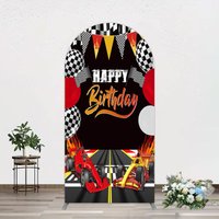 Aperturee Race Game Balloon Flags Fast Birthday Arch Backdrop, 1.6 x 4 ft (0.5 x 1.2 m), 98.18 USD, arch backdrop kit, GAMZ1000-AJ