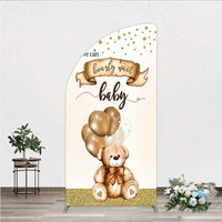 Aperturee We Can Bearly Wait Half Moon Arch Backdrop, Brown Teddy Bear Balloon Baby Shower Cover