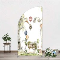 Aperturee Watercolor Woodland Animals Half Moon Arch Backdrop, Forest Bear and Fox Baby Shower Party Decoration