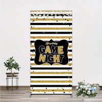 Aperturee Game Night Party Rectangle Backdrop in Black and Gold Glitter, Life is a Party Theme, Adult Birthday Photo Booth Decor, 1.6x4ft (50x120cm)