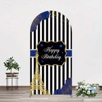 Aperturee Blue Rose Glitter Tower Happy Birthday Arch Backdrop, 1.6 x 4 ft (0.5 x 1.2 m), 98.18 USD, arch backdrop kit, GH0A209-AJ