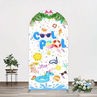 Aperturee Cartoon Summer Pool Party Birthday Arch Backdrop, 1.6 x 4 ft (0.5 x 1.2 m), 98.18 USD, arch backdrop kit, GH0A290-AJ