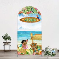 Aperturee Aloha Hawaiian Summer Beach Birthday Arch Backdrop, 1.6 x 4 ft (0.5 x 1.2 m), 98.18 USD, arch backdrop kit, GH0A401-AJ