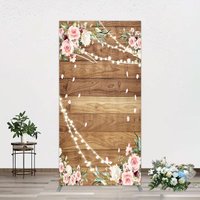 Aperturee Floral Wooden Lights Spring Wedding Rectangle Backdrop, 1.6 x 4 ft (0.5 x 1.2 m), 98.18 USD, arch backdrop kit, GHJ07053CF-AJ