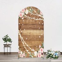 Aperturee Floral Wooden Lights Spring Wedding Arch Backdrop, 1.6 x 4 ft (0.5 x 1.2 m), 98.18 USD, arch backdrop kit, GHJ07053-AJ