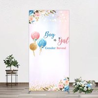 Aperturee Floral Glitter Gender Reveal Sweet Rectangle Backdrop, 1.6 x 4 ft (0.5 x 1.2 m), 98.18 USD, arch backdrop kit, GHJ07123CF-AJ